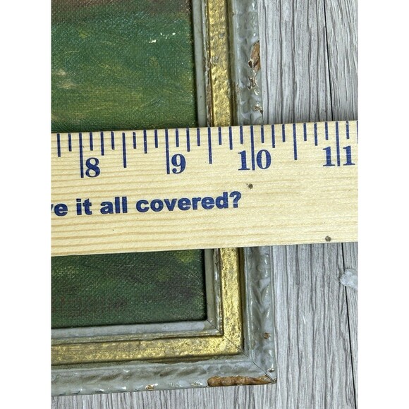 Original Folk Primitive Painting European Girl In Garden Framed & Signed 1958 - Picture 9 of 9